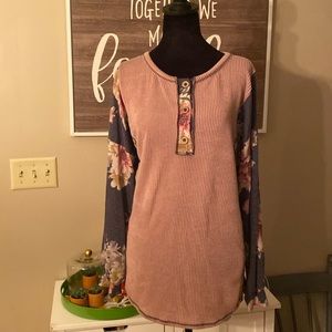Mauve and floral Henley #74
